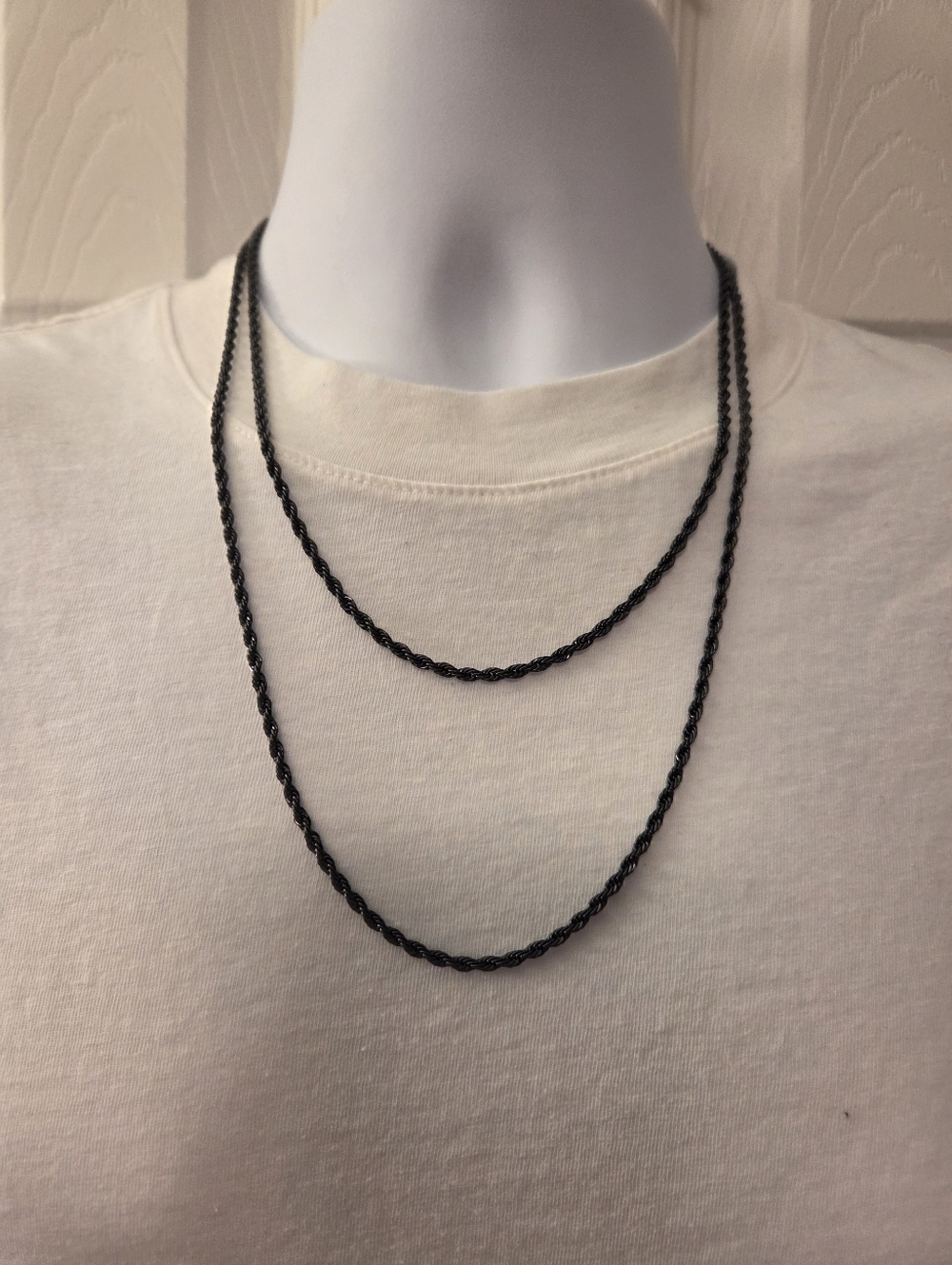SET OF 2 BLACK ROPE CHAINS 3MM